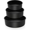 E-far Deep Cake Pan Set of 3 (4/6/8 Inch), Nonstick Stainless Steel Round Cake Pans Tins for Baking Layer Wedding Cakes, Stainless Steel Core & Nontoxic Coating, Deep & Straight Side(9.5/8/6×3 In)