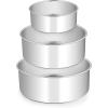 E-far Deep Cake Pan Set of 3 (6 inch/8 inch/9½ inch), Stainless Steel Round Layer Cake Baking Pans, Metal Tier Cake Tins for Wedding Birthday, Leak Proof & Straight Side, Non-toxic & Dishwasher Safe(6×3 8 x 3 9½x3 inches)