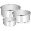 E-far Deep Cake Pan Set of 3 (6 inch/8 inch/9½ inch), Stainless Steel Round Layer Cake Baking Pans, Metal Tier Cake Tins for Wedding Birthday, Leak Proof & Straight Side, Non-toxic & Dishwasher Safe(4×2 6 x 3 8x3inches)