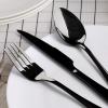 E-far Silverware Set, 20-Piece Black Stainless Steel Flatware Utensil Set, Include Knife/Spoon/Fork, Mirror Polished, Dishwasher Safe – Service for 4(Black – Streamlined Handle)