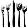 E-far Silverware Set, 20-Piece Black Stainless Steel Flatware Utensil Set, Include Knife/Spoon/Fork, Mirror Polished, Dishwasher Safe – Service for 4(Black – Streamlined Handle)