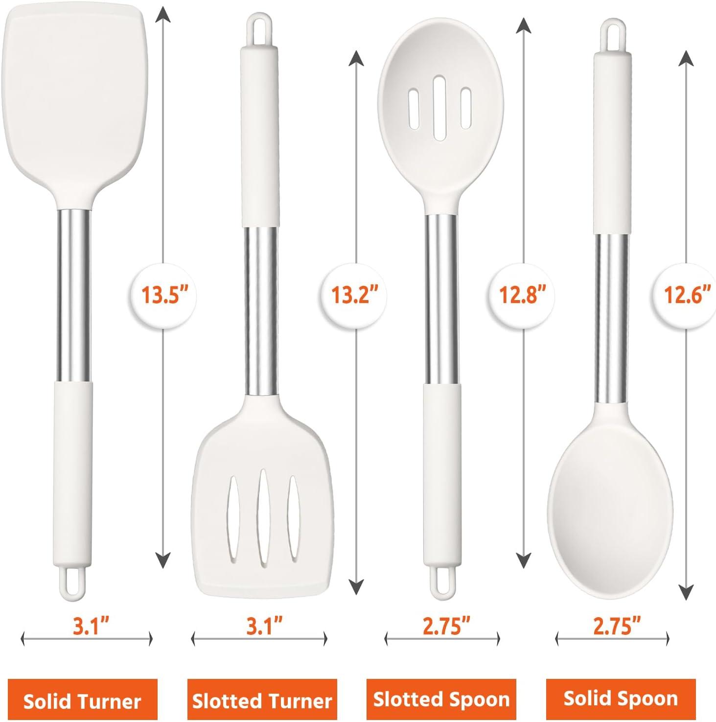 imageEfar Silicone Spatula Set of 2 Solid amp Slotted Turner for Nonstick Cookware Heat Resistant Rubber Kitchen Cooking Utensils for Flipping Fish Pancake Egg BlackWhite