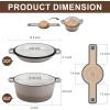 E-far Pre-Seasoned Cast Iron Dutch Oven, 5 Quart 2 in 1 Dutch Oven Pot with Skillet Lid and Silicone Bread Sling, Ideal for Bread Baking, Cooking, Stewing, Frying, Induction & Oven Safe – Black(Khaki)