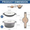 E-far Pre-Seasoned Cast Iron Dutch Oven, 5 Quart 2 in 1 Dutch Oven Pot with Skillet Lid and Silicone Bread Sling, Ideal for Bread Baking, Cooking, Stewing, Frying, Induction & Oven Safe – Black(Gray)