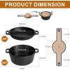 E-far Pre-Seasoned Cast Iron Dutch Oven, 5 Quart 2 in 1 Dutch Oven Pot with Skillet Lid and Silicone Bread Sling, Ideal for Bread Baking, Cooking, Stewing, Frying, Induction & Oven Safe – Black(Black)