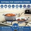 E-far Pre-Seasoned Cast Iron Dutch Oven, 5 Quart 2 in 1 Dutch Oven Pot with Skillet Lid and Silicone Bread Sling, Ideal for Bread Baking, Cooking, Stewing, Frying, Induction & Oven Safe – Black(Gray)
