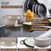E-far Pre-Seasoned Cast Iron Dutch Oven, 5 Quart 2 in 1 Dutch Oven Pot with Skillet Lid and Silicone Bread Sling, Ideal for Bread Baking, Cooking, Stewing, Frying, Induction & Oven Safe – Black(Khaki)