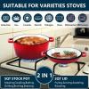 E-far Pre-Seasoned Cast Iron Dutch Oven, 5 Quart 2 in 1 Dutch Oven Pot with Skillet Lid and Silicone Bread Sling, Ideal for Bread Baking, Cooking, Stewing, Frying, Induction & Oven Safe – Black(Red)