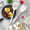 E-far Silicone Spatula Set of 2, Solid & Slotted Turner for Nonstick Cookware, Heat Resistant Rubber Kitchen Cooking Utensils for Flipping Fish Pancake Egg – Black(White)
