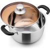 E-far 4 Quart Stock Pot, Stainless Steel Metal Soup Pot with Glass Lid for Cooking, Healthy & Rust Free, Heavy Duty & Dishwasher Safe(3 Quart)