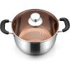 E-far 4 Quart Stock Pot, Stainless Steel Metal Soup Pot with Glass Lid for Cooking, Healthy & Rust Free, Heavy Duty & Dishwasher Safe(6 Quart)