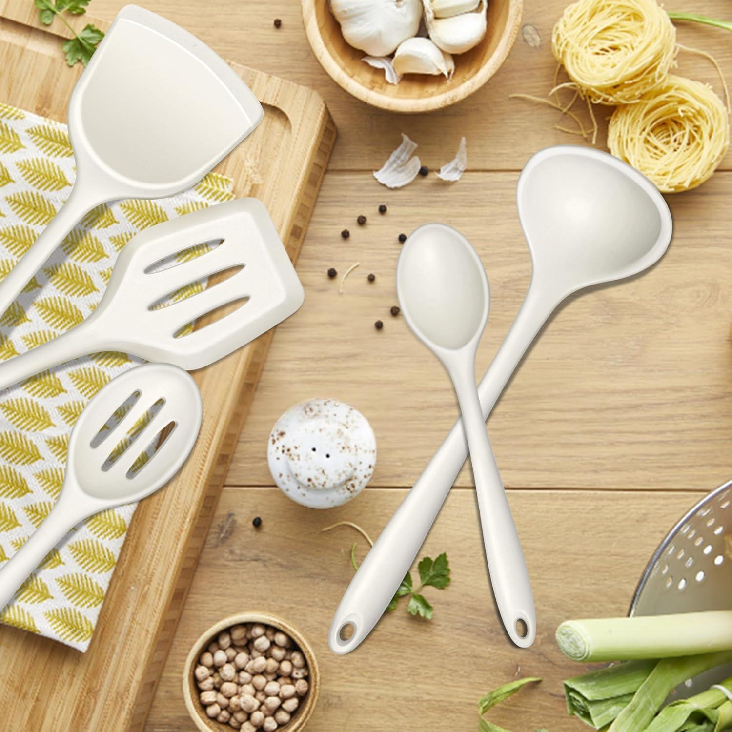 imageEfar Silicone Cooking Utensils Set 24Pcs Heat Resistant Kitchen Utensil with Holder Silicone Kitchen Tools with Spatula Turner Spoon Tongs Whisk NonToxic amp Dishwasher Safe BlackWhite