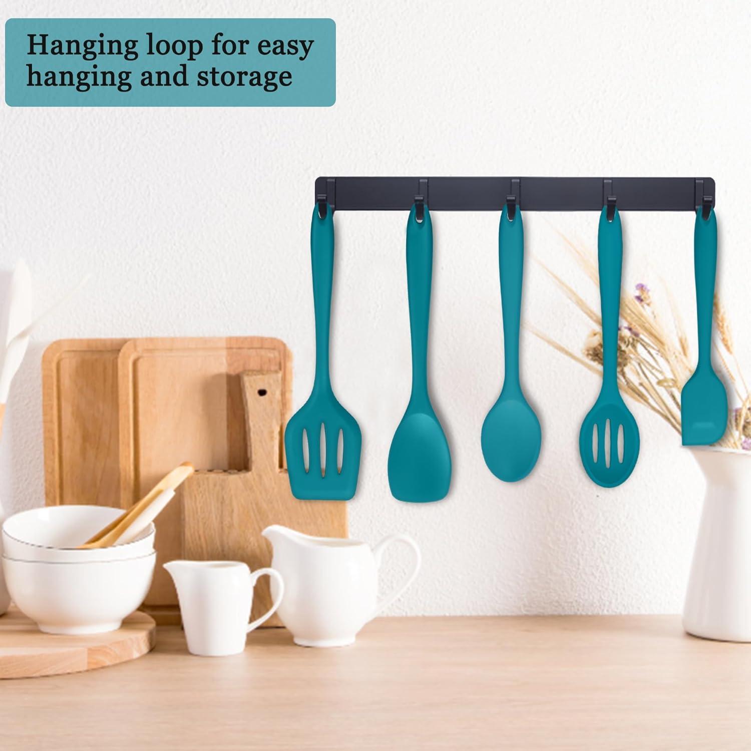 imageEfar Silicone Cooking Utensils Set 24Pcs Heat Resistant Kitchen Utensil with Holder Silicone Kitchen Tools with Spatula Turner Spoon Tongs Whisk NonToxic amp Dishwasher Safe BlackBlue