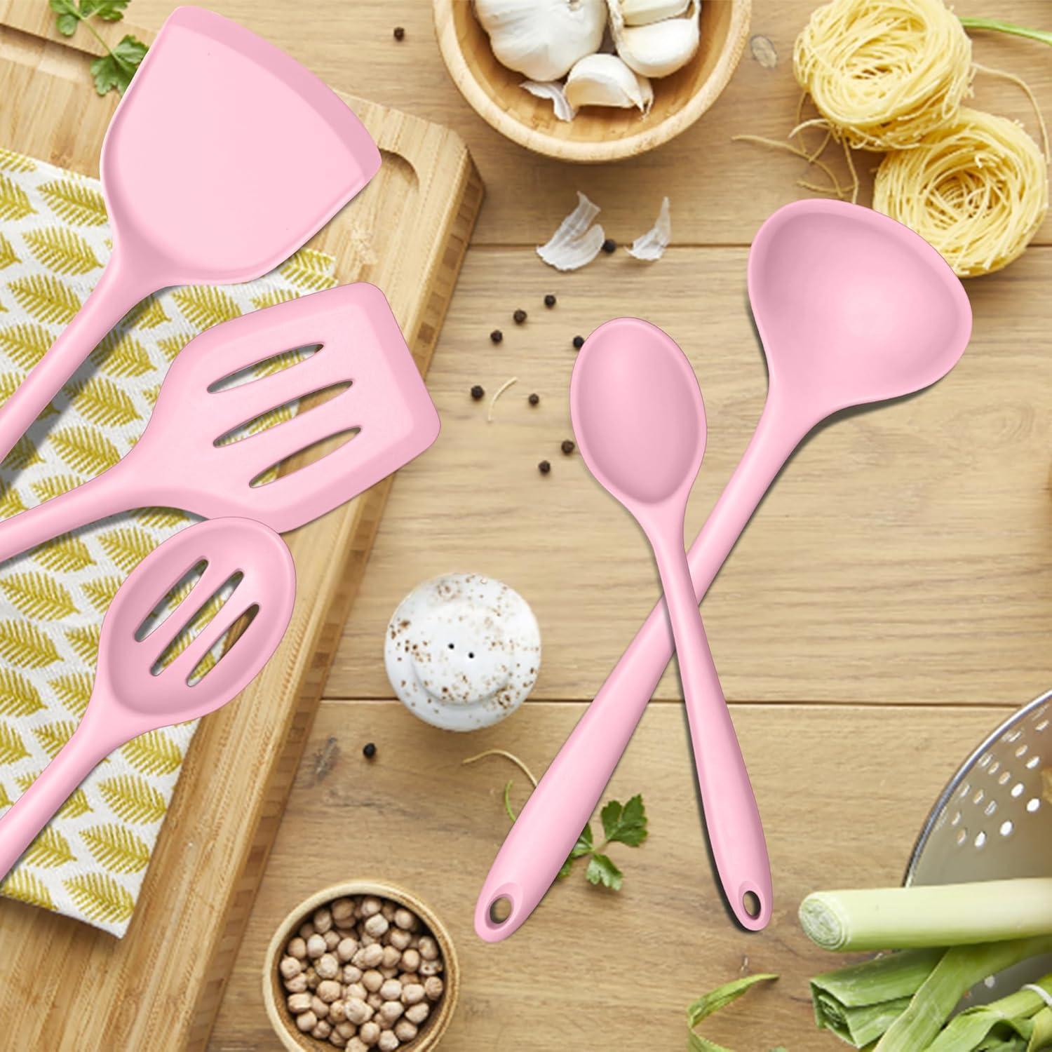 imageEfar Silicone Cooking Utensils Set 24Pcs Heat Resistant Kitchen Utensil with Holder Silicone Kitchen Tools with Spatula Turner Spoon Tongs Whisk NonToxic amp Dishwasher Safe BlackPink