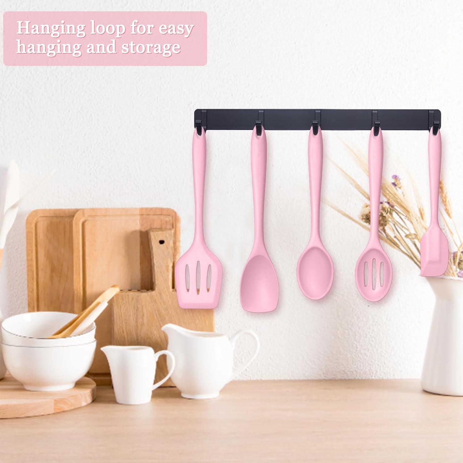 imageEfar Silicone Cooking Utensils Set 24Pcs Heat Resistant Kitchen Utensil with Holder Silicone Kitchen Tools with Spatula Turner Spoon Tongs Whisk NonToxic amp Dishwasher Safe BlackPink