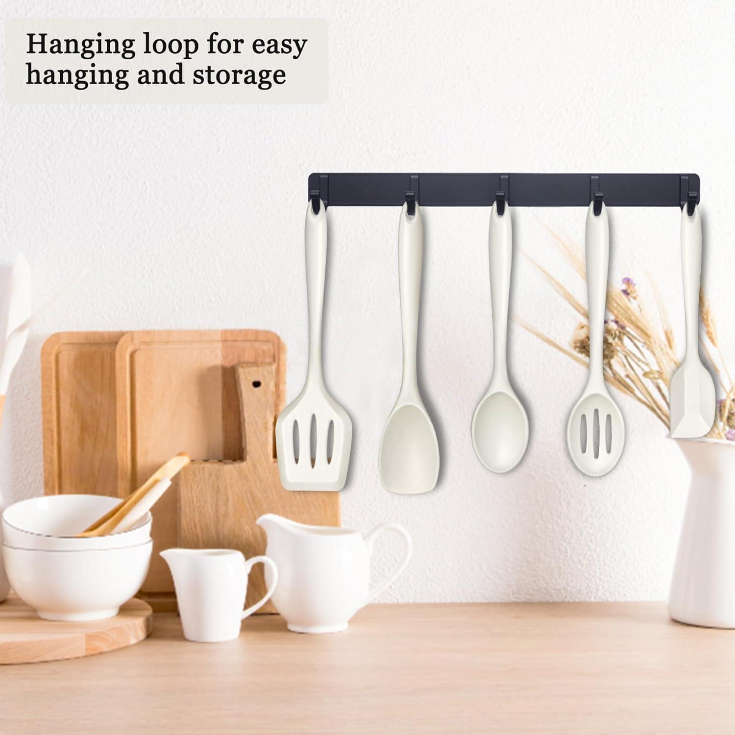 imageEfar Silicone Cooking Utensils Set 24Pcs Heat Resistant Kitchen Utensil with Holder Silicone Kitchen Tools with Spatula Turner Spoon Tongs Whisk NonToxic amp Dishwasher Safe BlackWhite