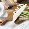 E-far 12-Piece Kitchen Knife Set, Stainless Steel Chef Knives Set with 6 Blade Guards, Sharp Kitchen Cooking Knife with Ergonomic Handle, Anti-Rust & Easy to Clean (Cream)(Cream)
