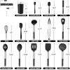 E-far 14 Pieces Silicone Cooking Utensils Set, Kitchen Utensils Set with Holder, Spatula, Ladle, Spoon, Tong, Slotted Turner for Nonstick Cookware, 446°F Heat Resistant & Stainless Steel Handle, Blue(Black)