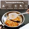 E-far 14 Pieces Silicone Cooking Utensils Set, Kitchen Utensils Set with Holder, Spatula, Ladle, Spoon, Tong, Slotted Turner for Nonstick Cookware, 446°F Heat Resistant & Stainless Steel Handle, Blue(Khaki)