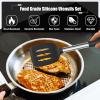 E-far 14 Pieces Silicone Cooking Utensils Set, Kitchen Utensils Set with Holder, Spatula, Ladle, Spoon, Tong, Slotted Turner for Nonstick Cookware, Heat Resistant & Stainless Steel Handle, Black(Black)
