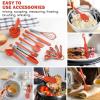E-far 25PCS Mixing Bowls with Lid Set, Stainless Steel Nesting Prep Bowls with Grater Attachments Non-Slip Bottoms for Cooking, Serving, Food Storage, 4.6/2.6/2/1.5/1/0.7QT – Khaki(Red)