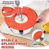 E-far 25PCS Mixing Bowls with Lid Set, Stainless Steel Nesting Prep Bowls with Grater Attachments Non-Slip Bottoms for Cooking, Serving, Food Storage, 4.6/2.6/2/1.5/1/0.7QT – Khaki(Red)