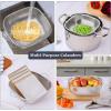 E-far 3 Pack Colander for Kitchen, Square Stainless Steel Metal Strainer Colander with Handle for Draining Food Pasta Vegetable, Micro-Perforated & Elevated Feet, Dishwasher Safe(2.4/4/6QT)