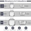 E-far 3 Pack Colander for Kitchen, Square Stainless Steel Metal Strainer Colander with Handle for Draining Food Pasta Vegetable, Micro-Perforated & Elevated Feet, Dishwasher Safe(2.4/4/6QT)