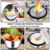 E-far Colander with Mixing Bowl Set, 4-1 Stainless Steel Colander Strainers Bowl with Graters for Kitchen, Rotatable Food Strainer Bowl for Rinsing Fruits Vegetables/Draining Pasta – Blue(Black)