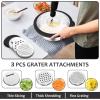 E-far Colander with Mixing Bowl Set, 4-1 Stainless Steel Colander Strainers Bowl with Graters for Kitchen, Rotatable Food Strainer Bowl for Rinsing Fruits Vegetables/Draining Pasta – Blue(Black)