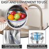 E-far Colander with Mixing Bowl Set, 4-1 Stainless Steel Colander Strainers Bowl with Graters for Kitchen, Rotatable Food Strainer Bowl for Rinsing Fruits Vegetables/Draining Pasta – Blue(Black)