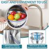 E-far Colander with Mixing Bowl Set, 4-1 Stainless Steel Colander Strainers Bowl with Graters for Kitchen, Rotatable Food Strainer Bowl for Rinsing Fruits Vegetables/Draining Pasta – Blue(Blue)