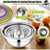 E-far Mixing Bowls Set of 5, Stainless Steel Salad Mixing Bowl with Transparent Lid, Metal Nesting Bowl with 3 Graters for Kitchen Prepping/Serving/Baking/Storage, 4.6/2.6/1.5/1/0.7 QT – Colorful
