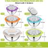 E-far Mixing Bowls Set of 5, Stainless Steel Salad Mixing Bowl with Transparent Lid, Metal Nesting Bowl with 3 Graters for Kitchen Prepping/Serving/Baking/Storage, 4.6/2.6/1.5/1/0.7 QT – Colorful