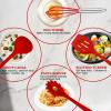 E-far Silicone Cooking Utensils Set, 24Pcs Heat Resistant Kitchen Utensil with Holder, Silicone Kitchen Tools with Spatula Turner Spoon Tongs Whisk, Non-Toxic & Dishwasher Safe (Black)(Red)
