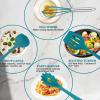 E-far Silicone Cooking Utensils Set, 24Pcs Heat Resistant Kitchen Utensil with Holder, Silicone Kitchen Tools with Spatula Turner Spoon Tongs Whisk, Non-Toxic & Dishwasher Safe (Black)(Blue)