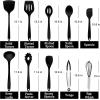 E-far Silicone Cooking Utensils Set, 24Pcs Heat Resistant Kitchen Utensil with Holder, Silicone Kitchen Tools with Spatula Turner Spoon Tongs Whisk, Non-Toxic & Dishwasher Safe (Black)(Black)
