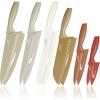 E-far 12-Piece Kitchen Knife Set, Stainless Steel Chef Knives Set with 6 Blade Guards, Sharp Kitchen Cooking Knife with Ergonomic Handle, Anti-Rust & Easy to Clean (Cream)(Assorted)