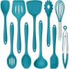 E-far Silicone Cooking Utensils Set, 24Pcs Heat Resistant Kitchen Utensil with Holder, Silicone Kitchen Tools with Spatula Turner Spoon Tongs Whisk, Non-Toxic & Dishwasher Safe (Black)(Blue)