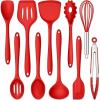 E-far Silicone Cooking Utensils Set, 24Pcs Heat Resistant Kitchen Utensil with Holder, Silicone Kitchen Tools with Spatula Turner Spoon Tongs Whisk, Non-Toxic & Dishwasher Safe (Black)(Red)