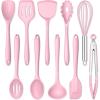 E-far Silicone Cooking Utensils Set, 24Pcs Heat Resistant Kitchen Utensil with Holder, Silicone Kitchen Tools with Spatula Turner Spoon Tongs Whisk, Non-Toxic & Dishwasher Safe (Black)(Pink)