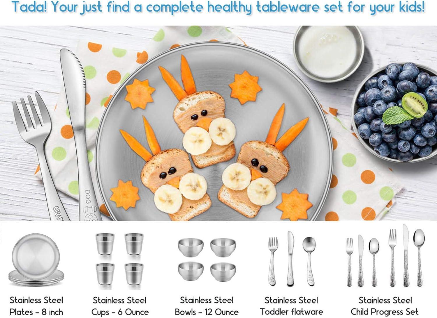 image12 Piece Kids Utensils Silverware Set Efar Stainless Steel Hammered Toddler Cutlery Child Flatware Progress Set Small Adult Diet Tableware Include Fork Spoon Knife Mirror Finished Dishwasher Safe