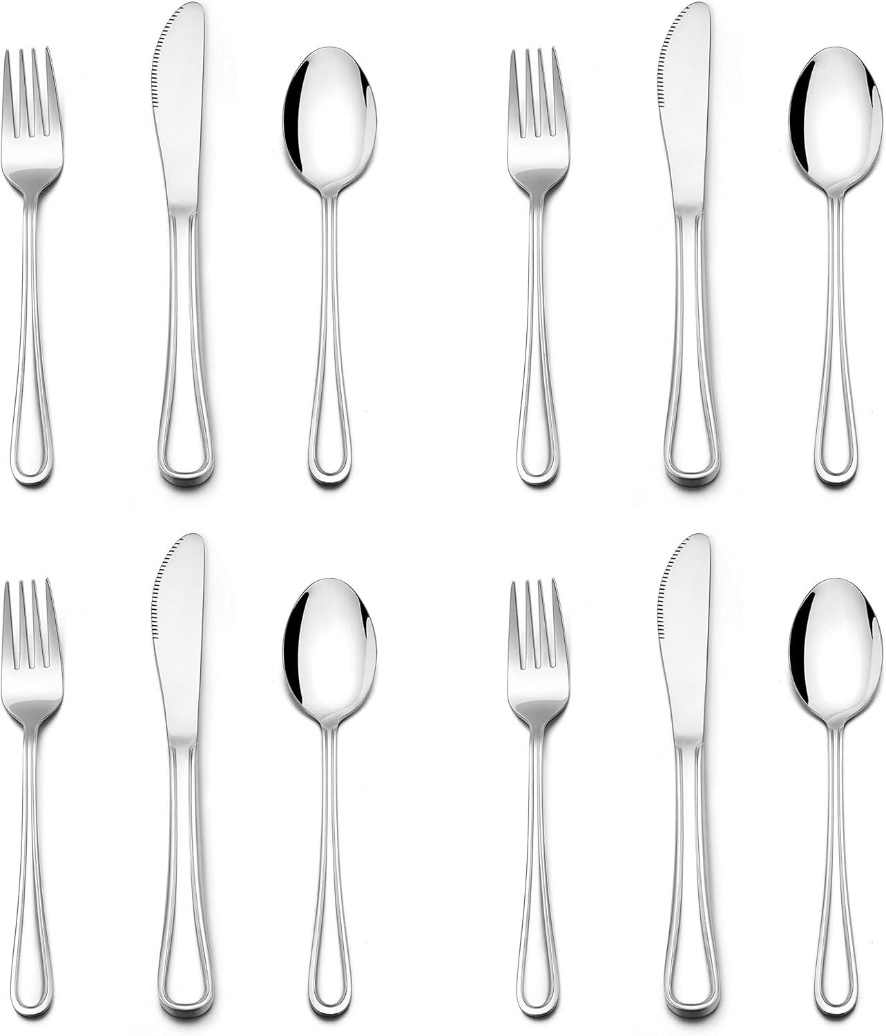 imageEfar 6Piece Kids Silverware Stainless Steel Toddler Utensils Safe for PreschoolerChildren Includes 2 Kids Forks 2 Spoons 2 Knife Slimline Adult Look amp Small Size Rust Free amp Dishwasher SafeSilver
