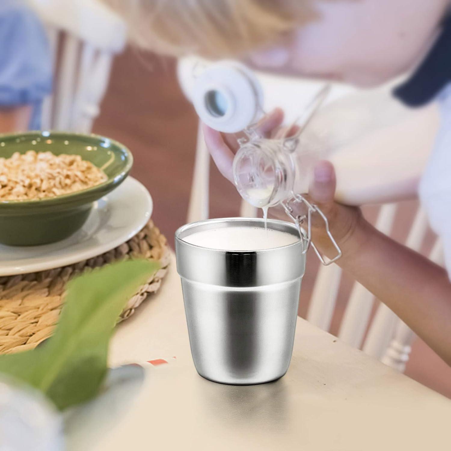 imageEfar Cups for Toddlers Kids 6 Ounce Stainless Steel Insulated Tumblers for Children Preschoolers Training amp Transition Double Wall amp Shatterproof Mirror Polished amp Dishwasher Safe 6 PackSet of 4