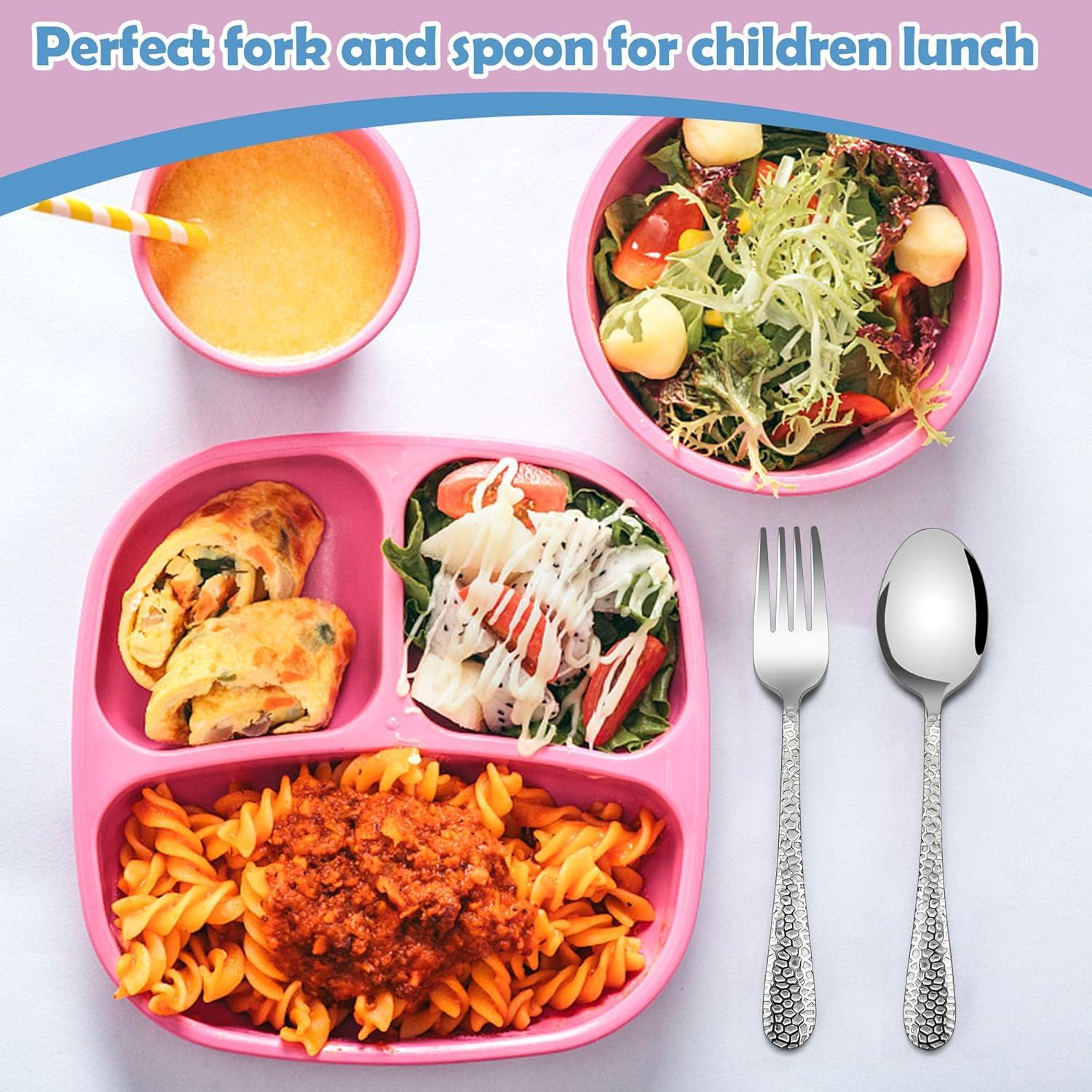 imageEfar Toddler Forks and Spoons Set 10Piece Stainless Steel Toddler Utensils Kids Safe Silverware for Self Feeding Healthy amp NonToxic RainbowSilver Mirror
