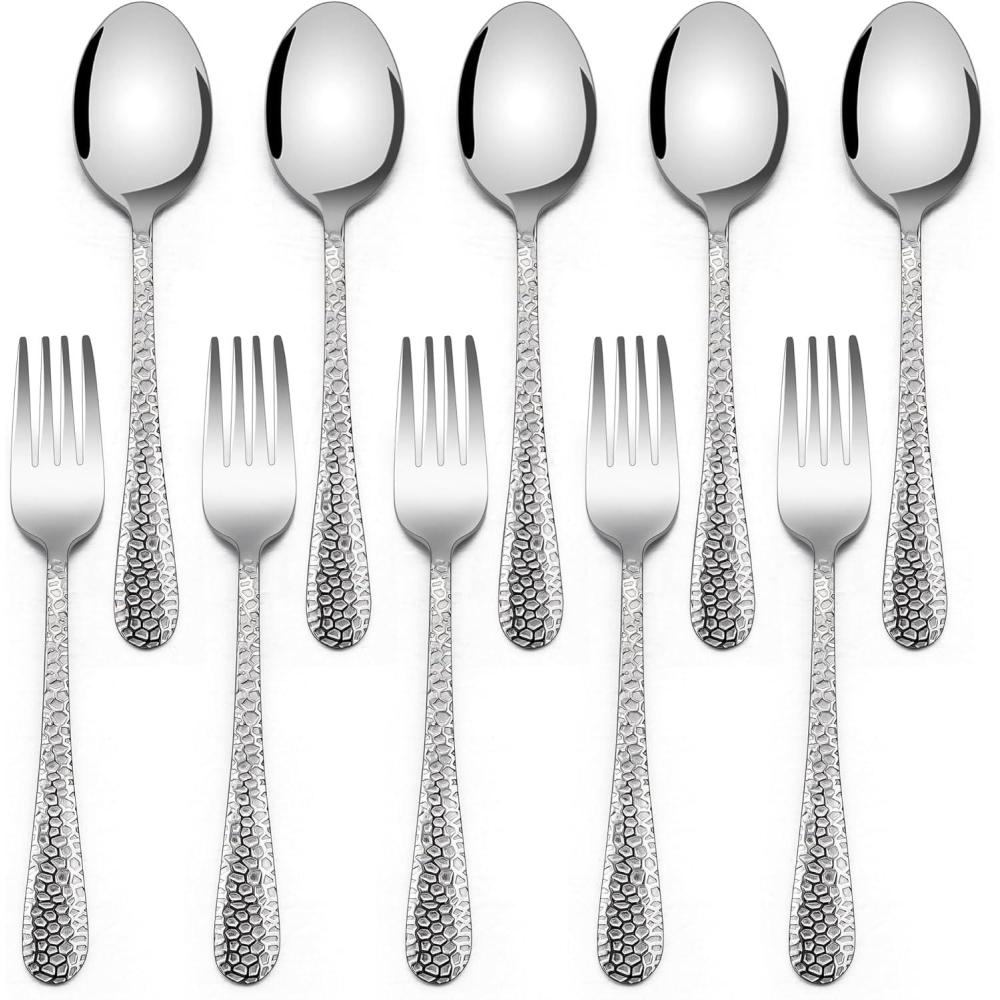 imageEfar Toddler Forks and Spoons Set 10Piece Stainless Steel Toddler Utensils Kids Safe Silverware for Self Feeding Healthy amp NonToxic RainbowSilver Mirror