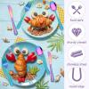 E-far 12-Piece Kids Silverware, Stainless Steel Toddler Preschooler Utensils with Adult Look, Hammered Flatware Includes 4 Forks 4 Spoons 4 Knives, Safe for Self Feeding, Non-Toxic & Dishwasher Safe(Rainbow)