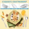 E-far 12-Piece Kids Silverware, Stainless Steel Toddler Preschooler Utensils with Adult Look, Hammered Flatware Includes 4 Forks 4 Spoons 4 Knives, Safe for Self Feeding, Non-Toxic & Dishwasher Safe(Silver)