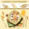 E-far 12-Piece Kids Silverware, Stainless Steel Toddler Preschooler Utensils with Adult Look, Hammered Flatware Includes 4 Forks 4 Spoons 4 Knives, Safe for Self Feeding, Non-Toxic & Dishwasher Safe(Gold)