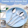 E-far 12-Piece Toddler Silverware, Stainless Steel Kids Utensils Forks and Spoons, Children Safe Mirror Polished Metal Cutlery Set for Self Feeding, 6 Forks & 6 Spoons(Rainbow)(Silver)